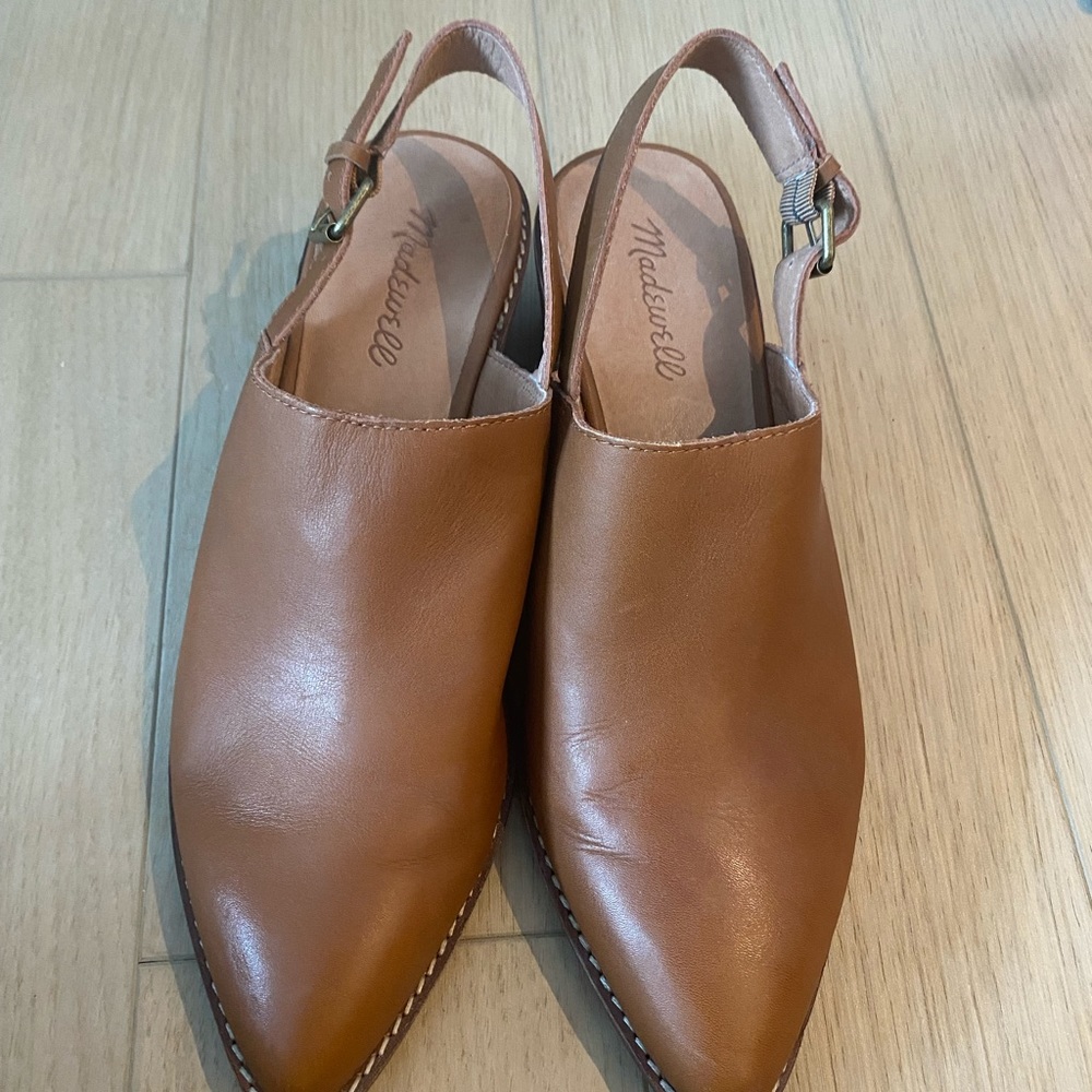 Madewell heeled mules- tan size 9.5